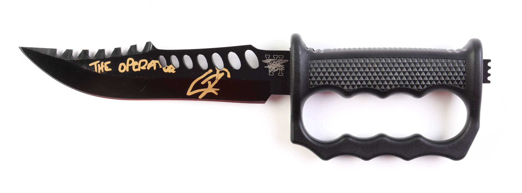 Robert O'Neill Signed Navy SEAL Knuckle Duster Tactical Knife Inscribed "The Operator" (PSA) at PristineAuction.com Robert O'Neill Signed Navy SEAL Knuckle Duster Tactical Knife Inscribed "The Operator" (PSA) at PristineAuction.com