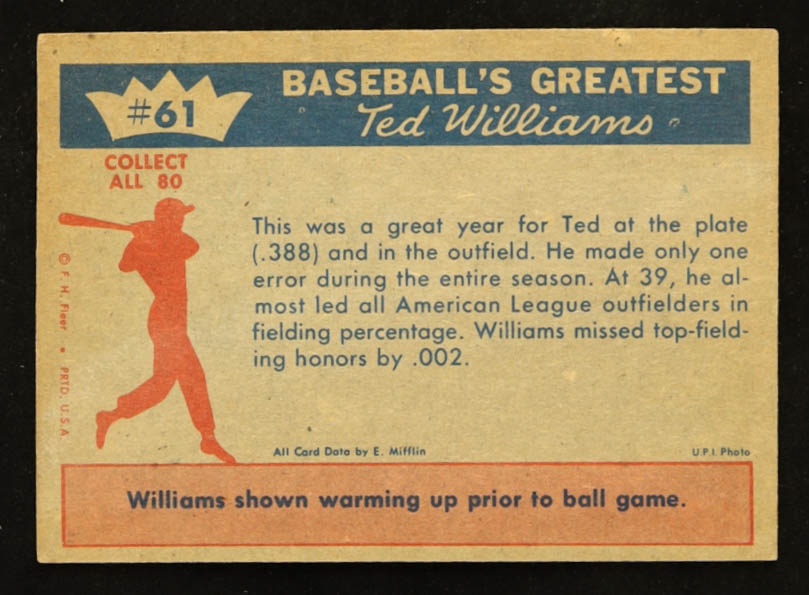 Ted Williams 1959 Fleer #61 1957 Outfielder Ted at PristineAuction.com Ted Williams 1959 Fleer #61 1957 Outfielder Ted at PristineAuction.com