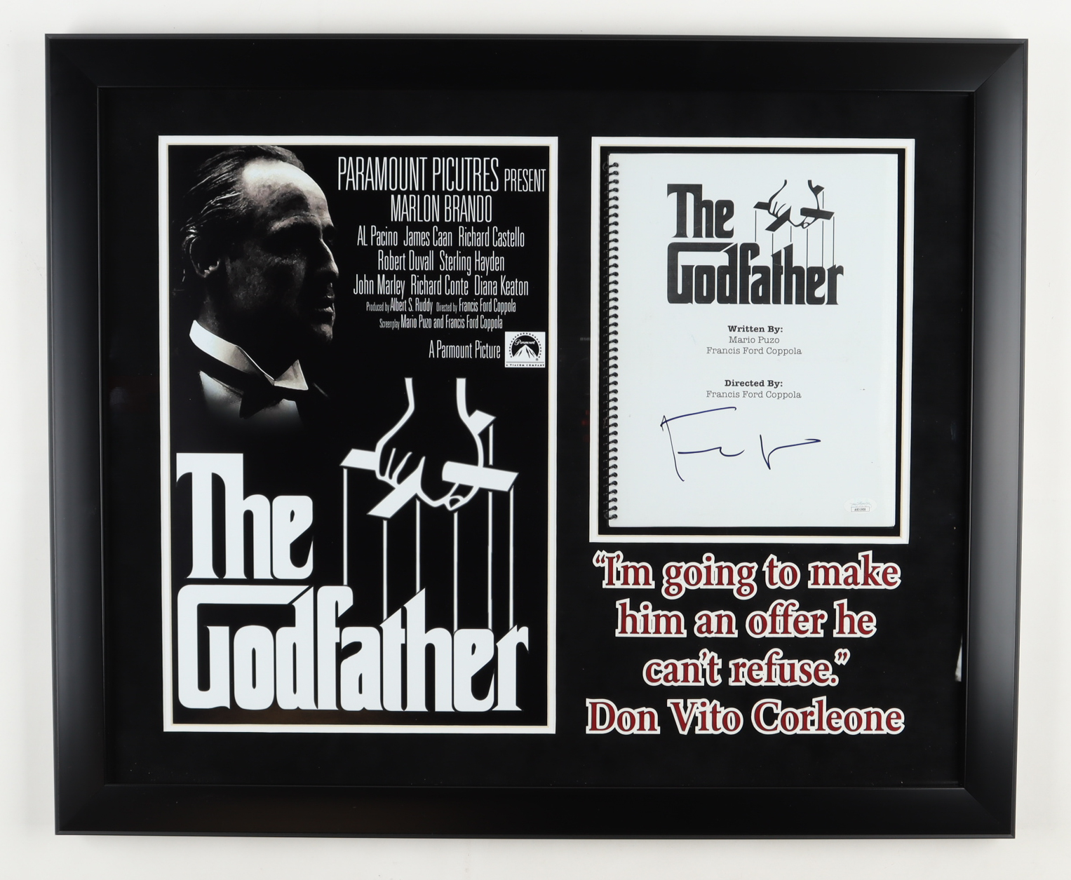 Godfather Signed Script Francis Ford Coppola Signed