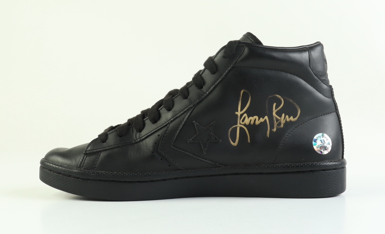 Larry Bird Signed Converse All-Star Basketball Shoe with Display Case (Bird) at PristineAuction.com Larry Bird Signed Converse All-Star Basketball Shoe with Display Case (Bird) at PristineAuction.com