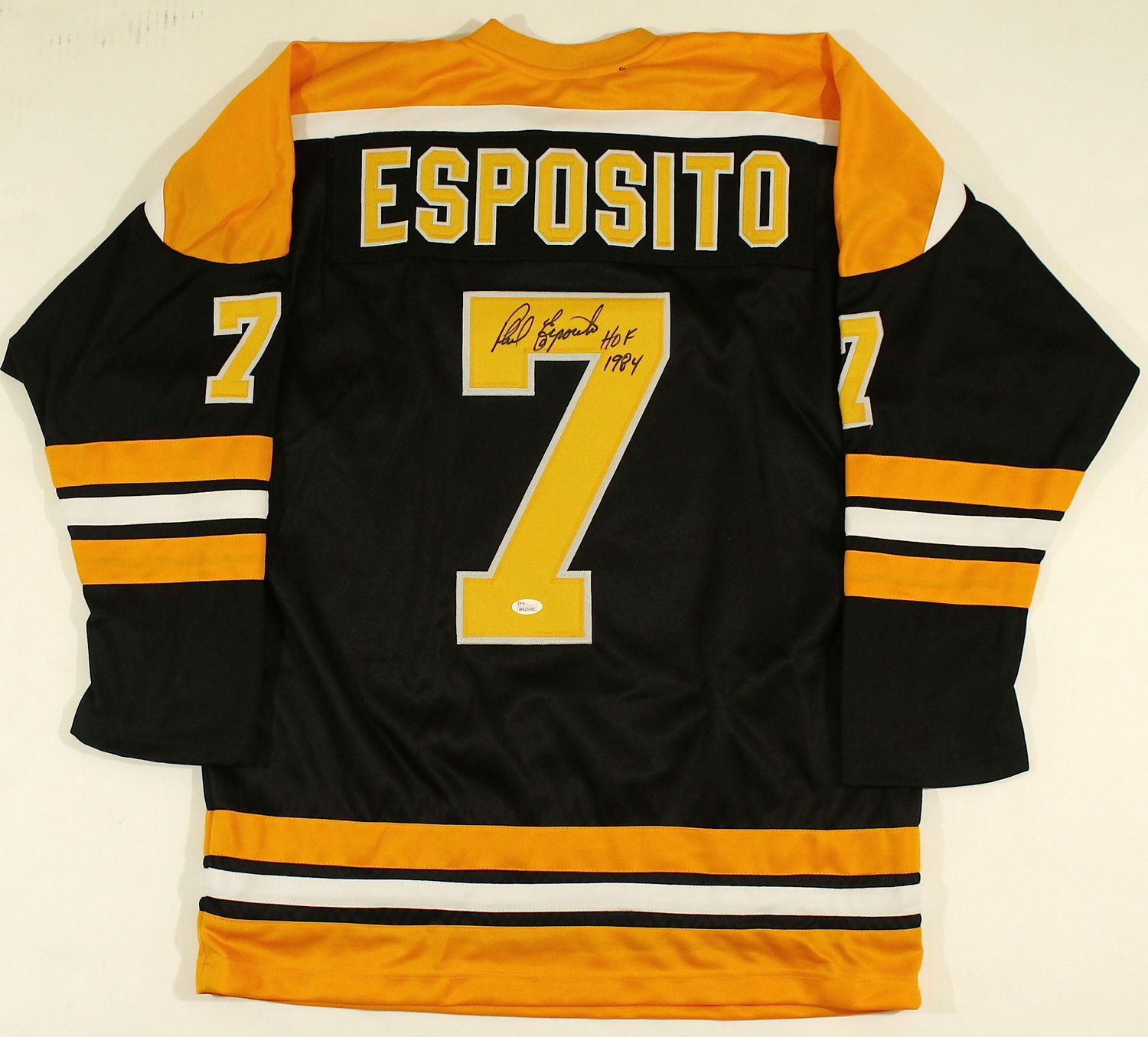 Phil Esposito Signed Bruins Jersey Inscribed "HOF 1984" (JSA COA) at PristineAuction.com Phil Esposito Signed Bruins Jersey Inscribed "HOF 1984" (JSA COA) at PristineAuction.com