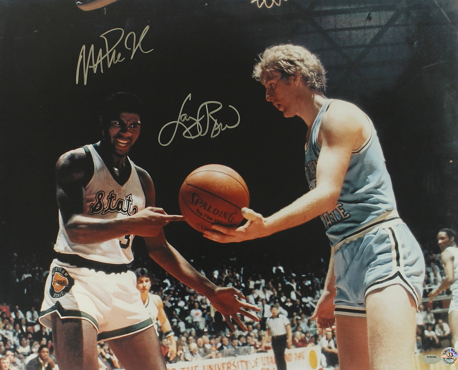 Larry Bird & Magic Johnson Signed NCAA 16x20 Photo (Schwartz COA & Bird Hologram) at PristineAuction.com Larry Bird & Magic Johnson Signed NCAA 16x20 Photo (Schwartz COA & Bird Hologram) at PristineAuction.com