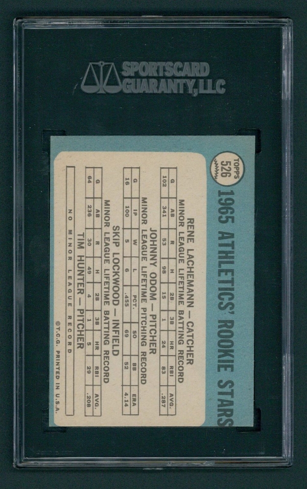 1965 Topps 526 Rookie Stars with Jim "Catfish" Hunter (SGC 6