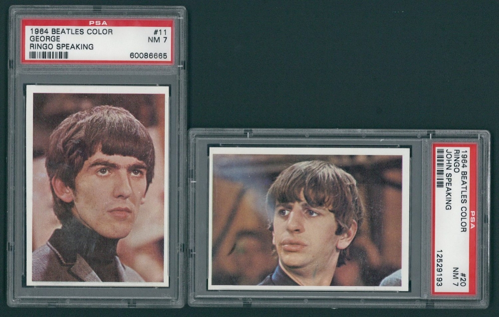 Lot Of 2 PSA Graded 1964 Beatles Color Cards With 1964 Beatles Color 