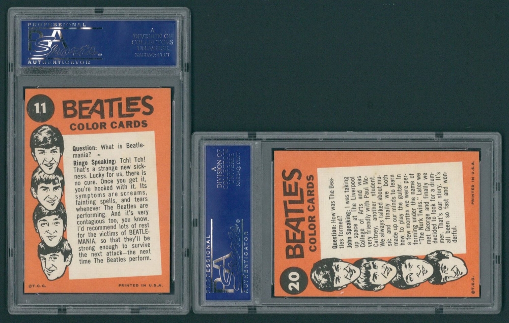 Lot Of 2 PSA Graded 1964 Beatles Color Cards With 1964 Beatles Color 
