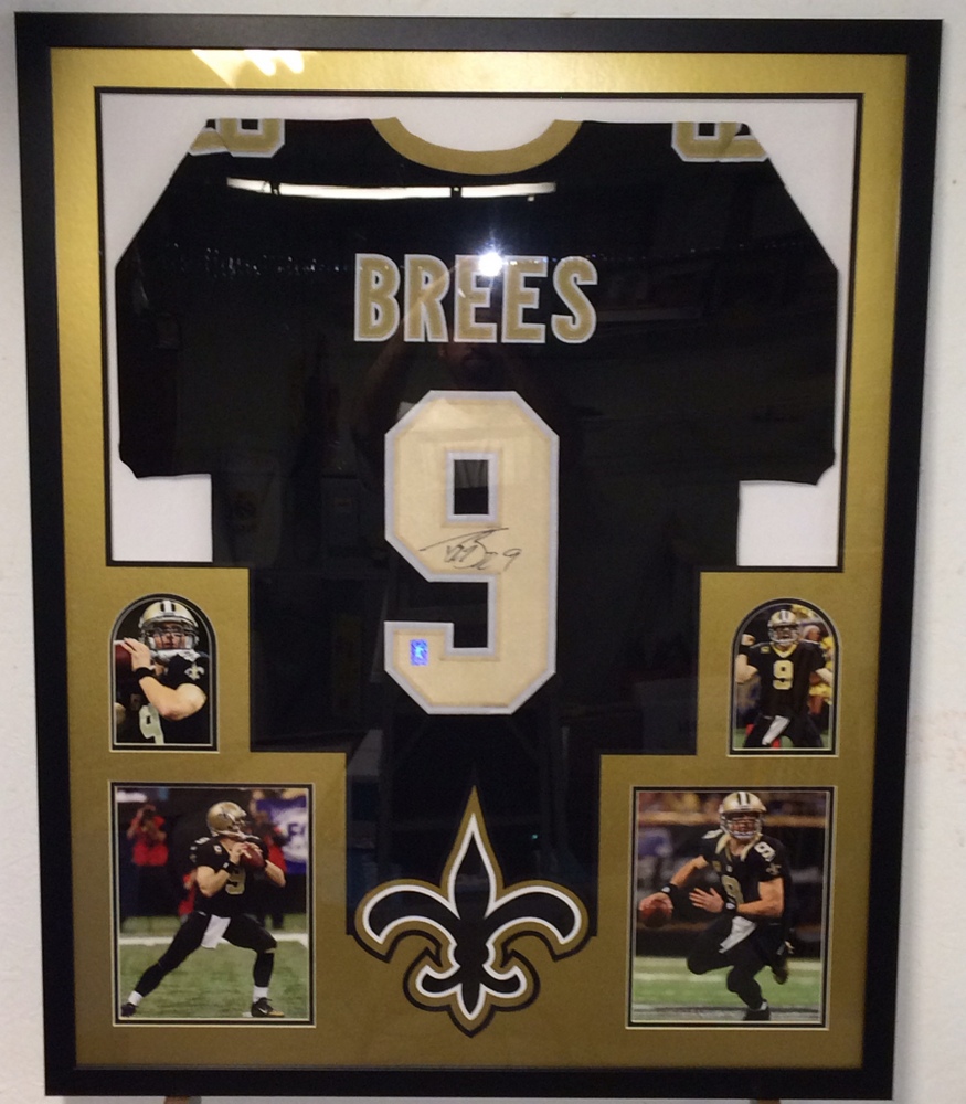 Drew Brees Signed Saints 35" x 43" Custom Framed Jersey (GTSM COA) at PristineAuction.com Drew Brees Signed Saints 35" x 43" Custom Framed Jersey (GTSM COA) at PristineAuction.com
