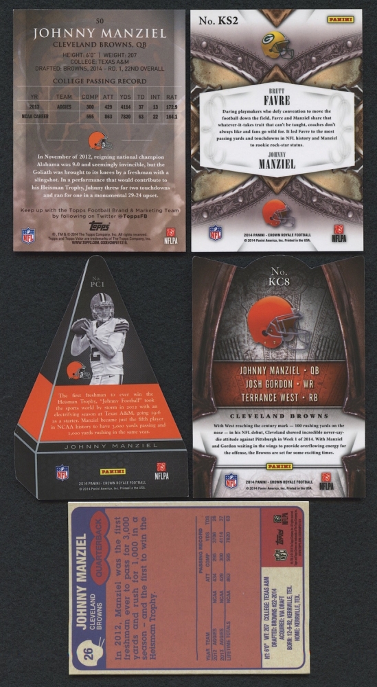 Lot Of 5 Johnny Manziel 2014 Rookie Cards With 2014 Topps Valor 