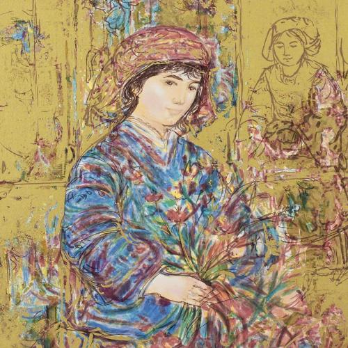 "Umbria's Garden" LE 15x20 Serigraph by Edna Hibel (Artova) at PristineAuction.com "Umbria's Garden" LE 15x20 Serigraph by Edna Hibel (Artova) at PristineAuction.com