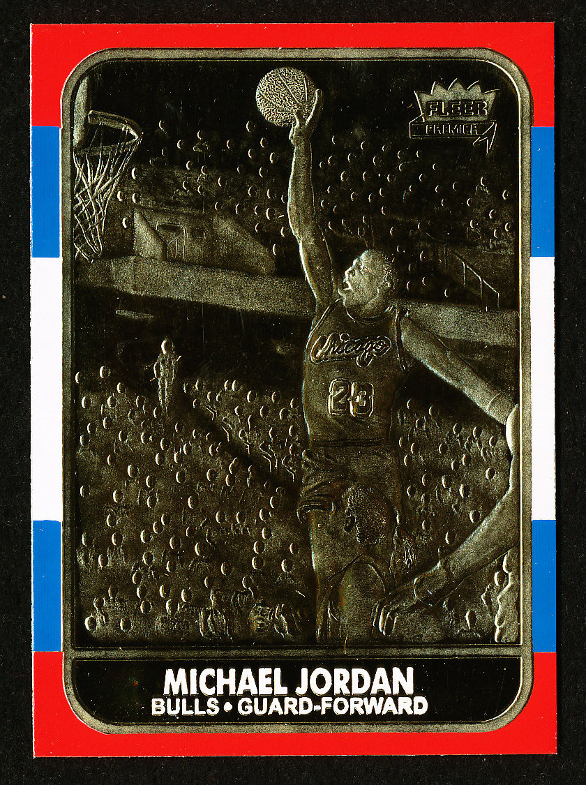 1986-87 Fleer Michael Jordan RC NBA 23K Gold Limited Edition Card at PristineAuction.com 1986-87 Fleer Michael Jordan RC NBA 23K Gold Limited Edition Card at PristineAuction.com