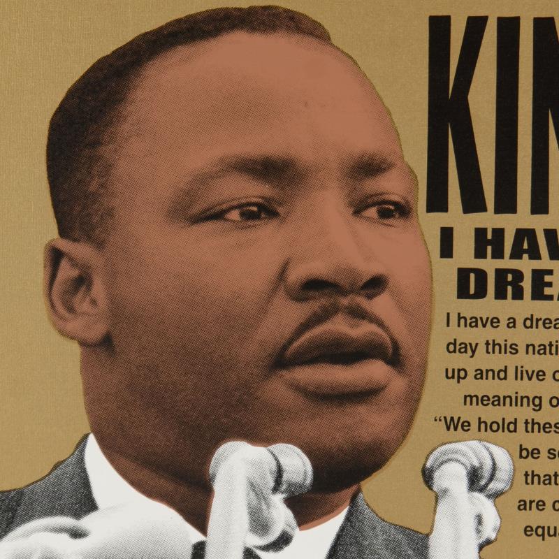 Steve Kaufman Signed "Martin Luther King" 24x24 LE Hand Pulled Silkscreen on Canvas #17/50 (PA) at PristineAuction.com Steve Kaufman Signed "Martin Luther King" 24x24 LE Hand Pulled Silkscreen on Canvas #17/50 (PA) at PristineAuction.com