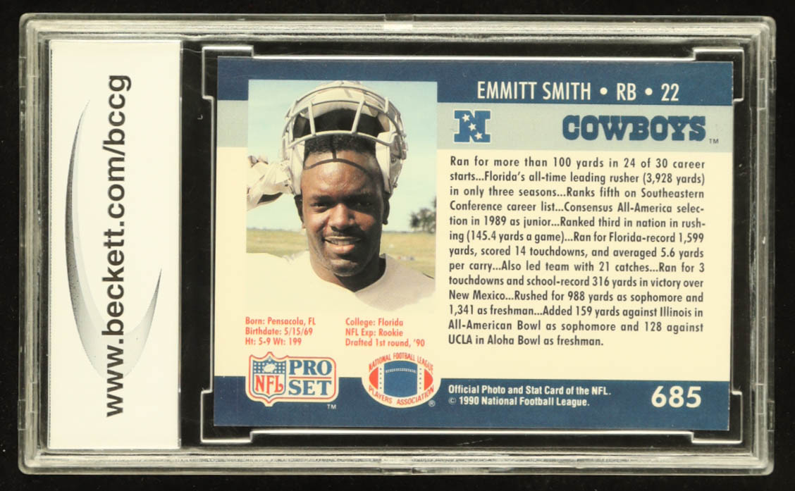 Emmitt Smith 1990 Pro Set #685 RC (BCCG 10) at PristineAuction.com Emmitt Smith 1990 Pro Set #685 RC (BCCG 10) at PristineAuction.com