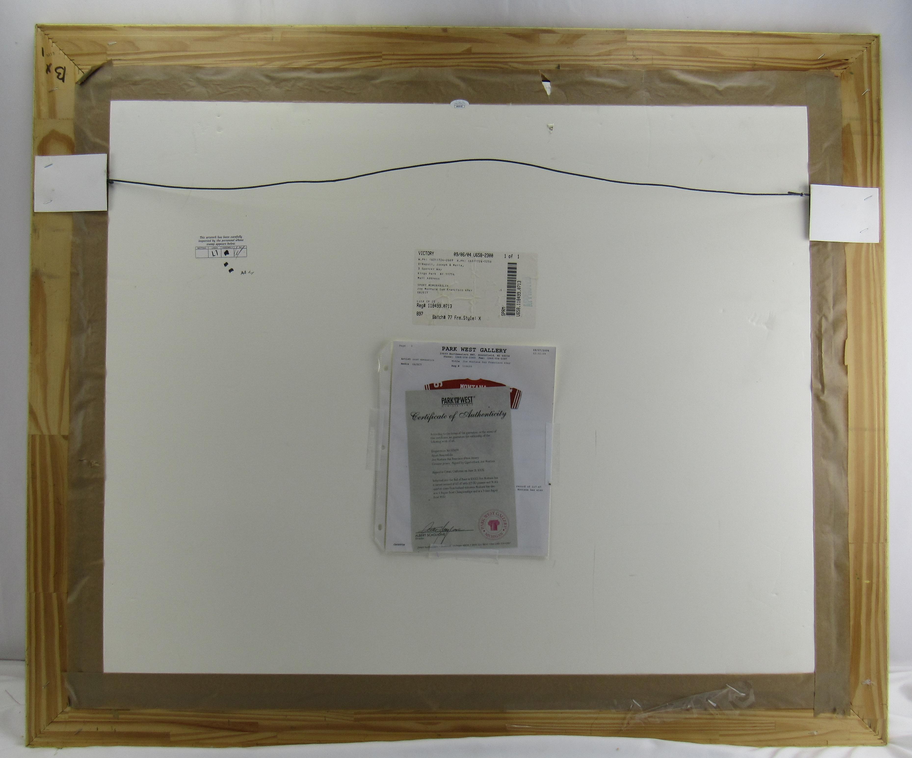 Joe Montana Signed Custom Framed Jersey Display (JSA & Montana) at PristineAuction.com Joe Montana Signed Custom Framed Jersey Display (JSA & Montana) at PristineAuction.com