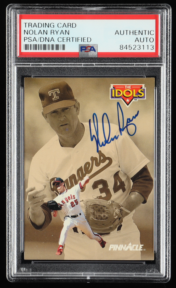 Nolan Ryan Signed 1992 Pinnacle #281 Jim Abbott Idols (PSA) at PristineAuction.com Nolan Ryan Signed 1992 Pinnacle #281 Jim Abbott Idols (PSA) at PristineAuction.com