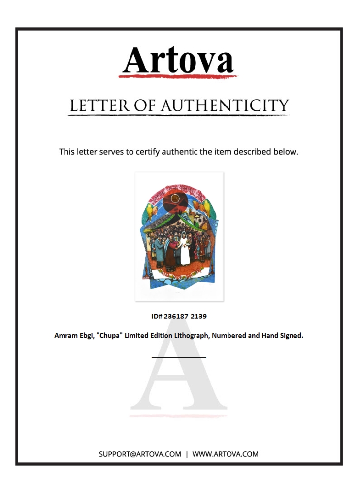 "Chupa" LE 19x28 Lithograph by Amram Ebgi (Artova) at PristineAuction.com "Chupa" LE 19x28 Lithograph by Amram Ebgi (Artova) at PristineAuction.com