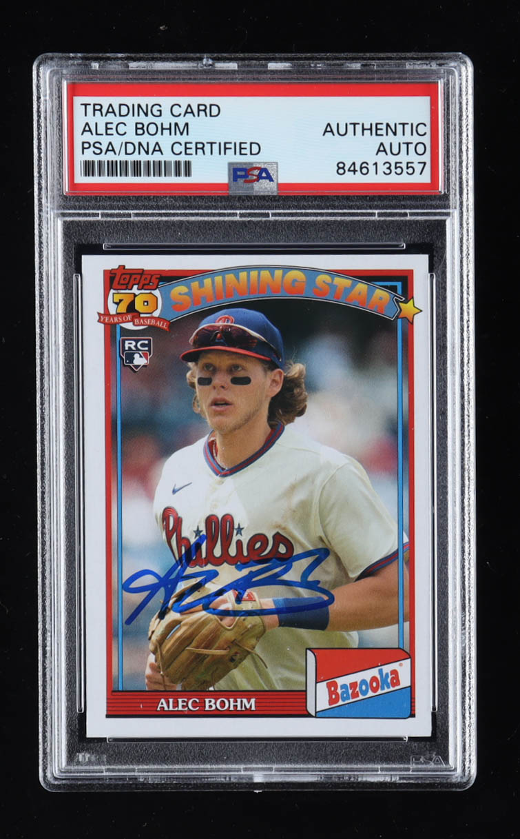Alec Bohm Signed 2021 Topps Archives '91 Bazooka Shining Stars #91BZ3 RC (PSA) at PristineAuction.com Alec Bohm Signed 2021 Topps Archives '91 Bazooka Shining Stars #91BZ3 RC (PSA) at PristineAuction.com