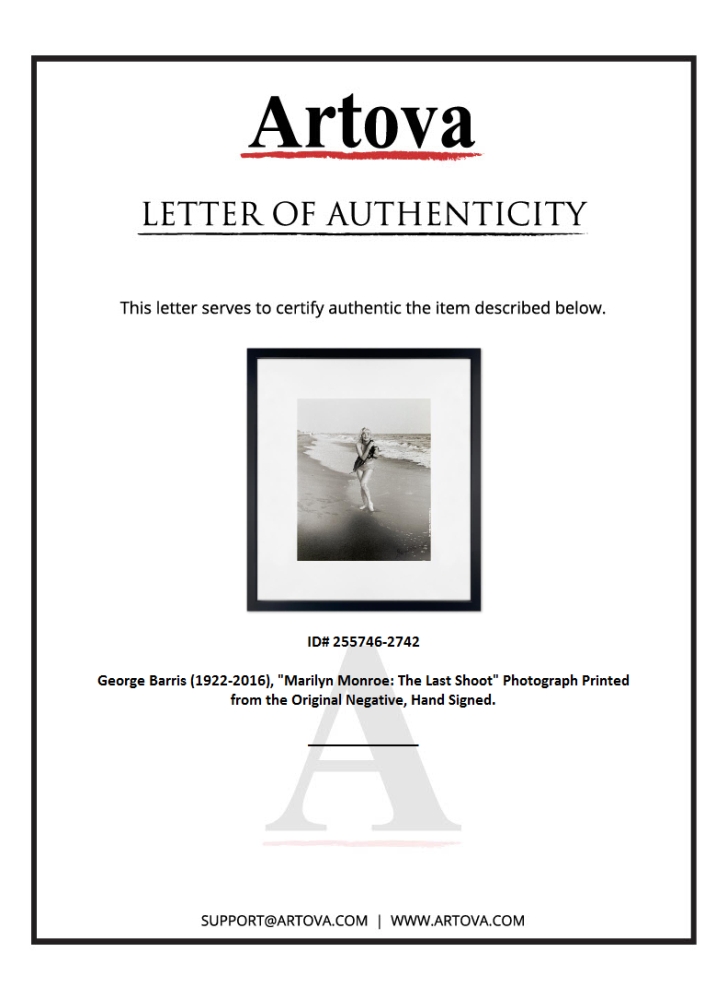 "Marilyn Monroe: The Last Shoot" 19x22 Custom Framed Photograph Printed from the Original Negative by George Barris (Artova) at PristineAuction.com "Marilyn Monroe: The Last Shoot" 19x22 Custom Framed Photograph Printed from the Original Negative by George Barris (Artova) at PristineAuction.com