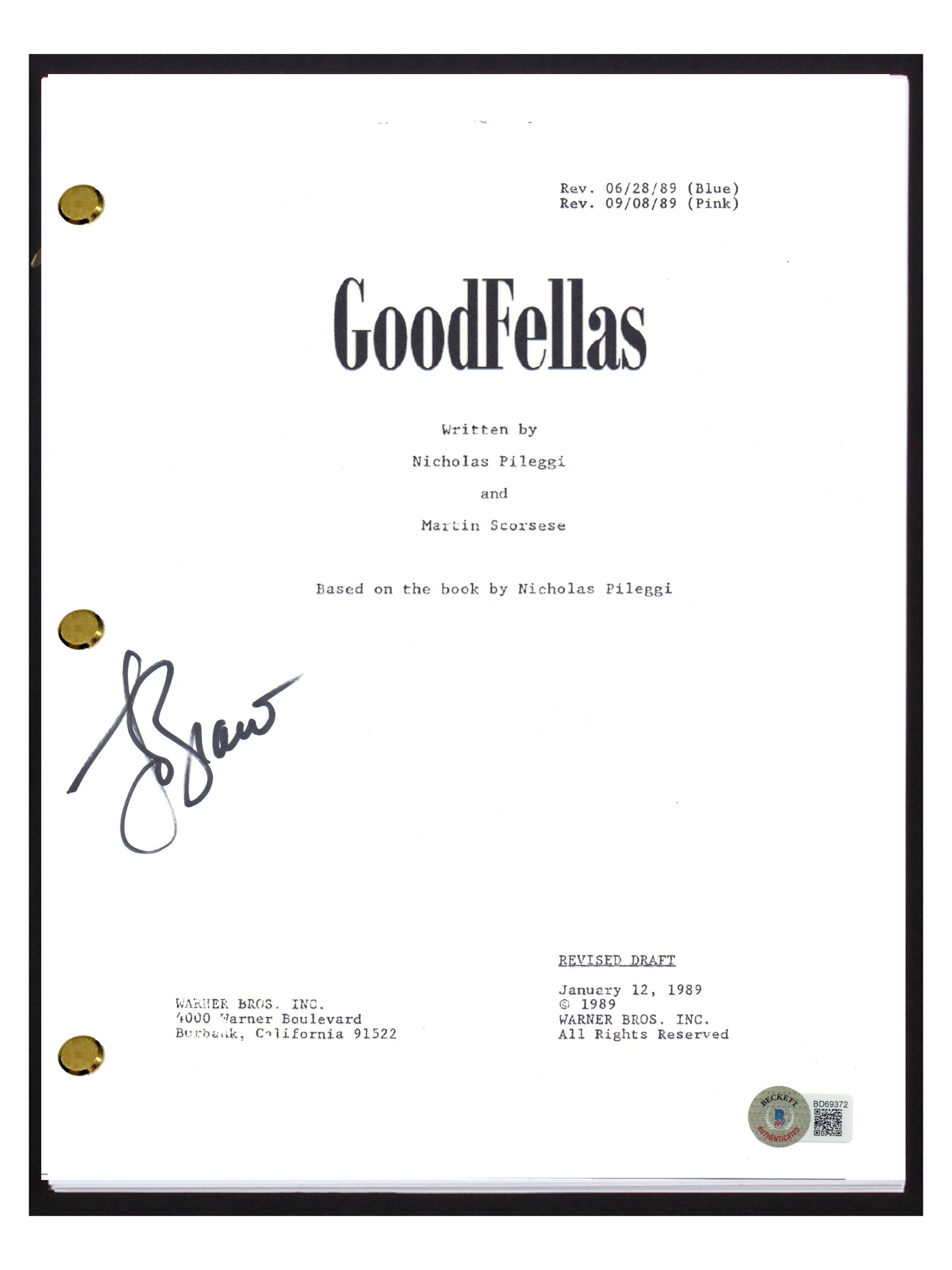 Lorraine Bracco Signed "Goodfellas" Movie Script (Beckett) at PristineAuction.com Lorraine Bracco Signed "Goodfellas" Movie Script (Beckett) at PristineAuction.com