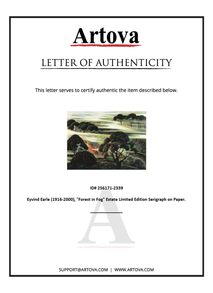 "Forest in Fog" Estate LE 36x26 Serigraph by Eyvind Earle (Artova) at PristineAuction.com "Forest in Fog" Estate LE 36x26 Serigraph by Eyvind Earle (Artova) at PristineAuction.com