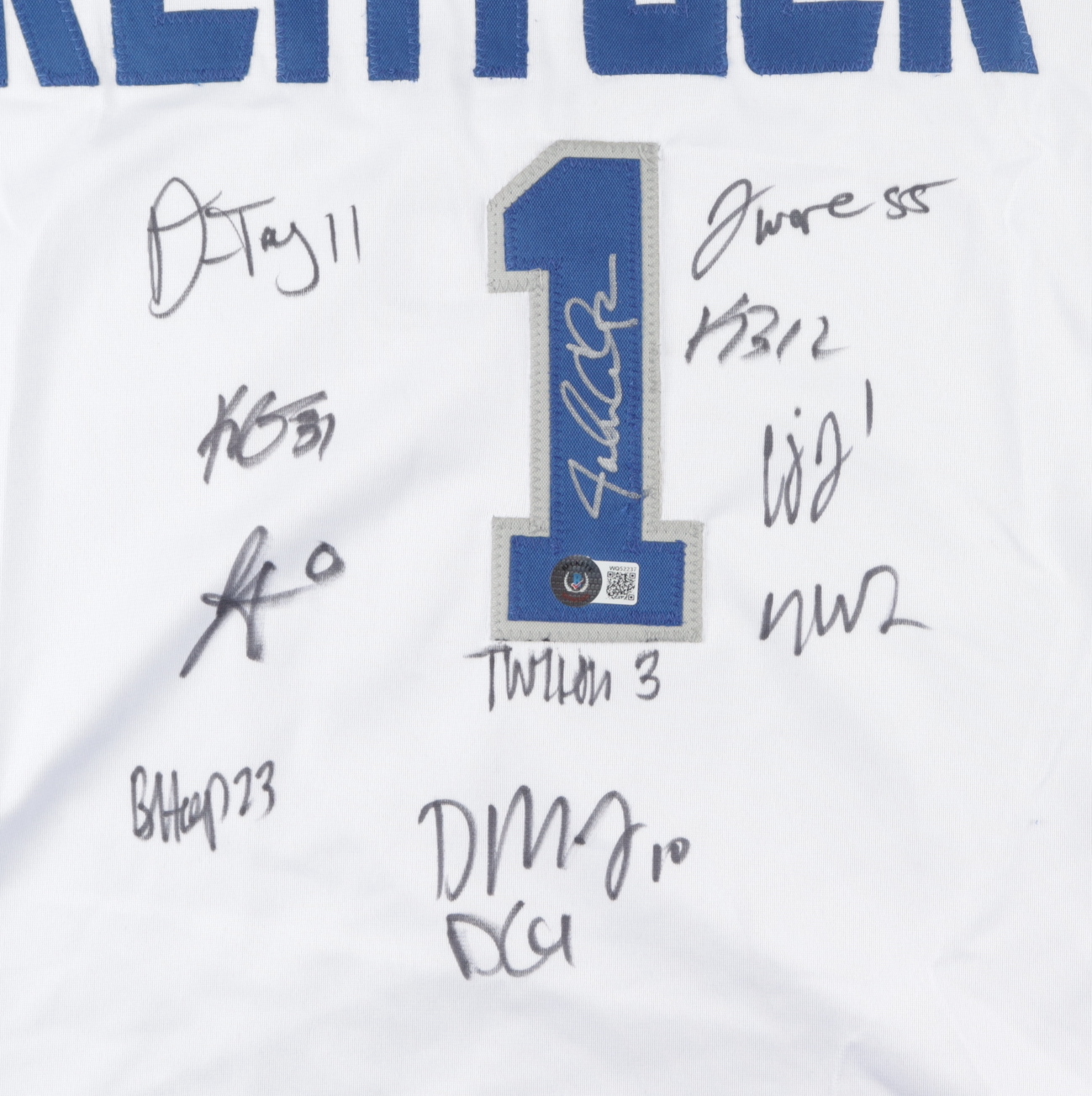 2021 Kentucky Wildcats Jersey Team-Signed by (12) with John Calipari, Bryce Hopkins, TyTy Washington, CJ Fredrick (Beckett) at PristineAuction.com 2021 Kentucky Wildcats Jersey Team-Signed by (12) with John Calipari, Bryce Hopkins, TyTy Washington, CJ Fredrick (Beckett) at PristineAuction.com