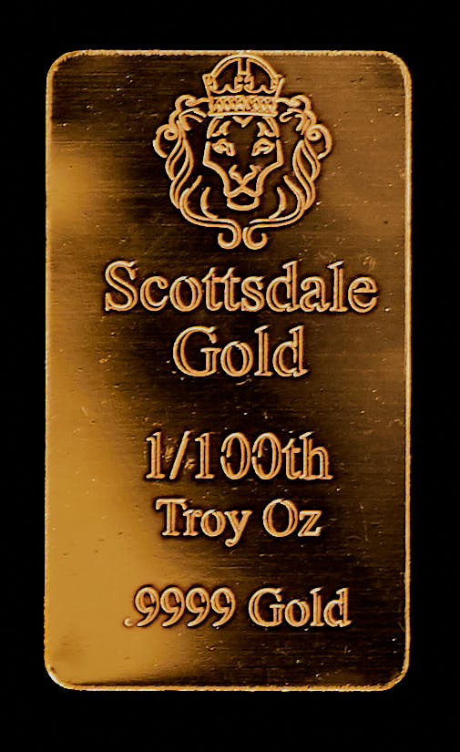Scottsdale Gold 1/100 Troy Oz .9999 Fine Gold Bullion Bar at PristineAuction.com Scottsdale Gold 1/100 Troy Oz .9999 Fine Gold Bullion Bar at PristineAuction.com