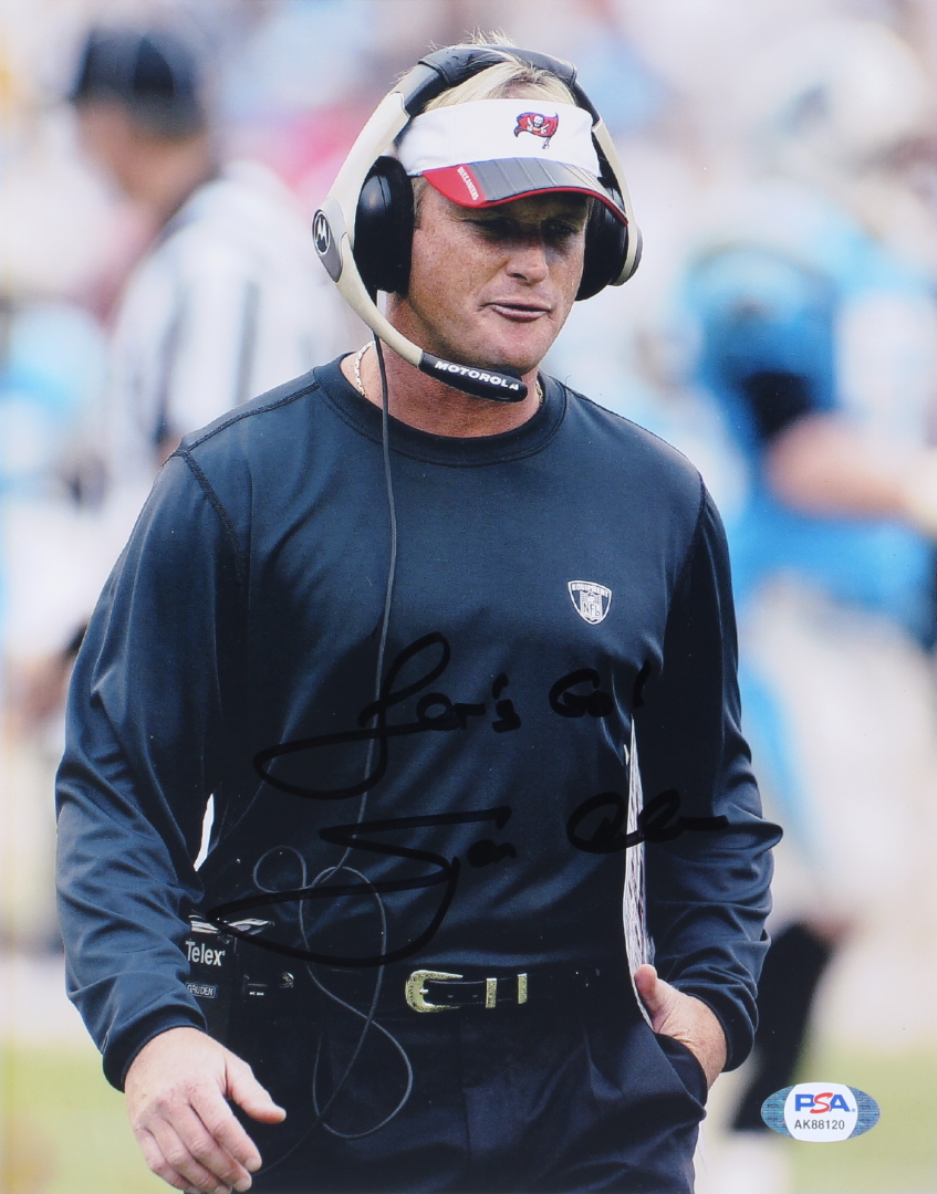 Jon Gruden Signed Buccaneers 8x10 Photo Inscribed "Let's Go!" (PSA) at PristineAuction.com Jon Gruden Signed Buccaneers 8x10 Photo Inscribed "Let's Go!" (PSA) at PristineAuction.com