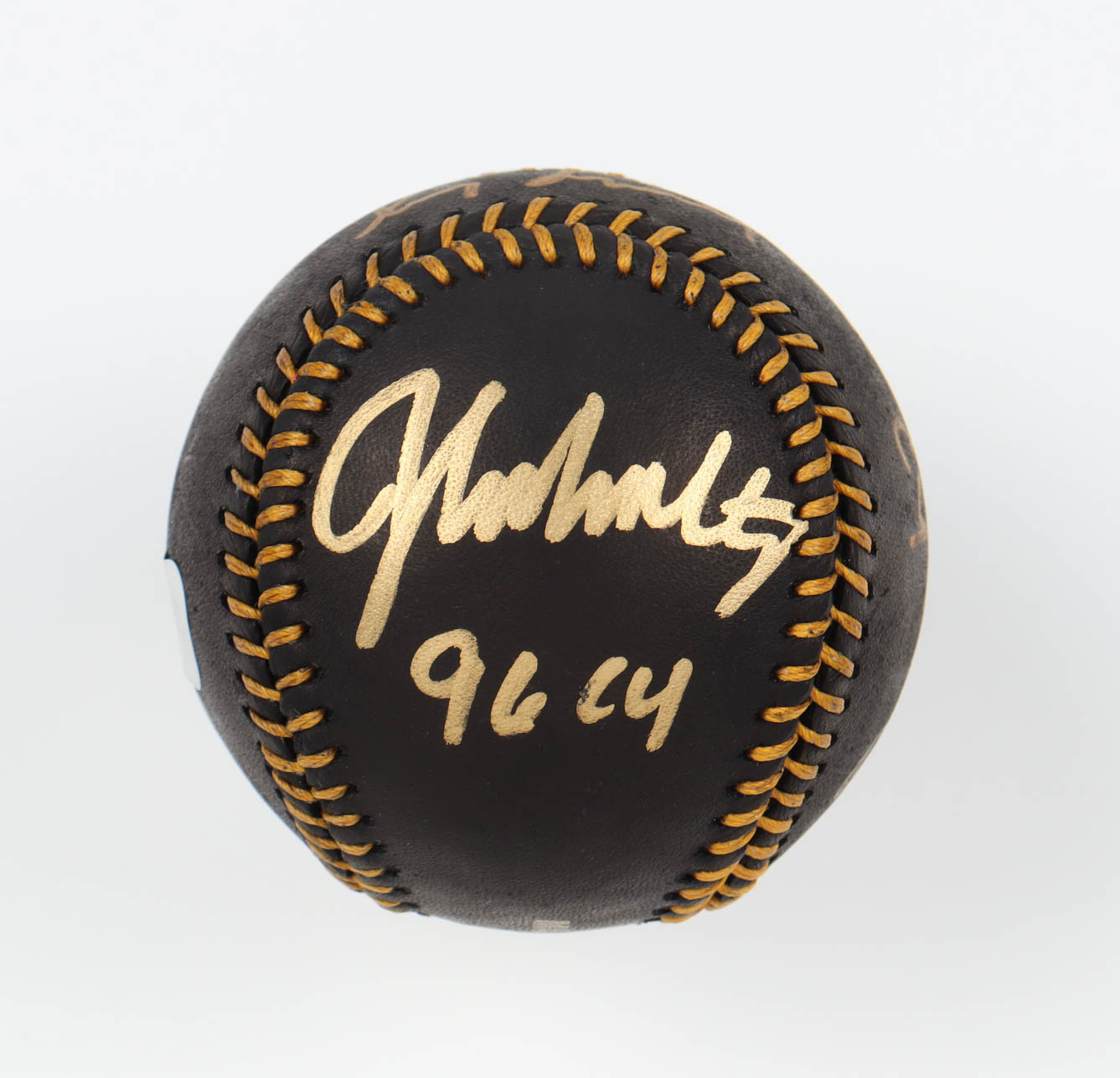 Greg Maddux, Tom Glavine & John Smoltz Signed OML Black Leather Baseball with (3) Cy Young Award Year Inscriptions (Radtke) at PristineAuction.com Greg Maddux, Tom Glavine & John Smoltz Signed OML Black Leather Baseball with (3) Cy Young Award Year Inscriptions (Radtke) at PristineAuction.com