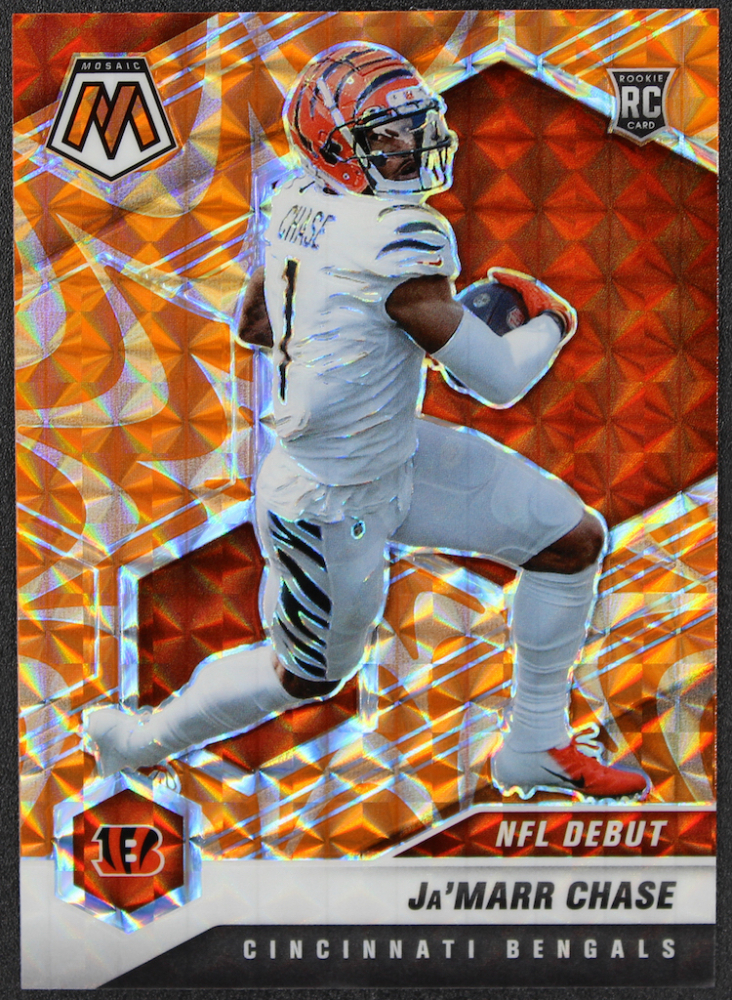 Ja'Marr Chase 2021 Panini Mosaic Mosaic Reactive Orange 247 DEB RC
