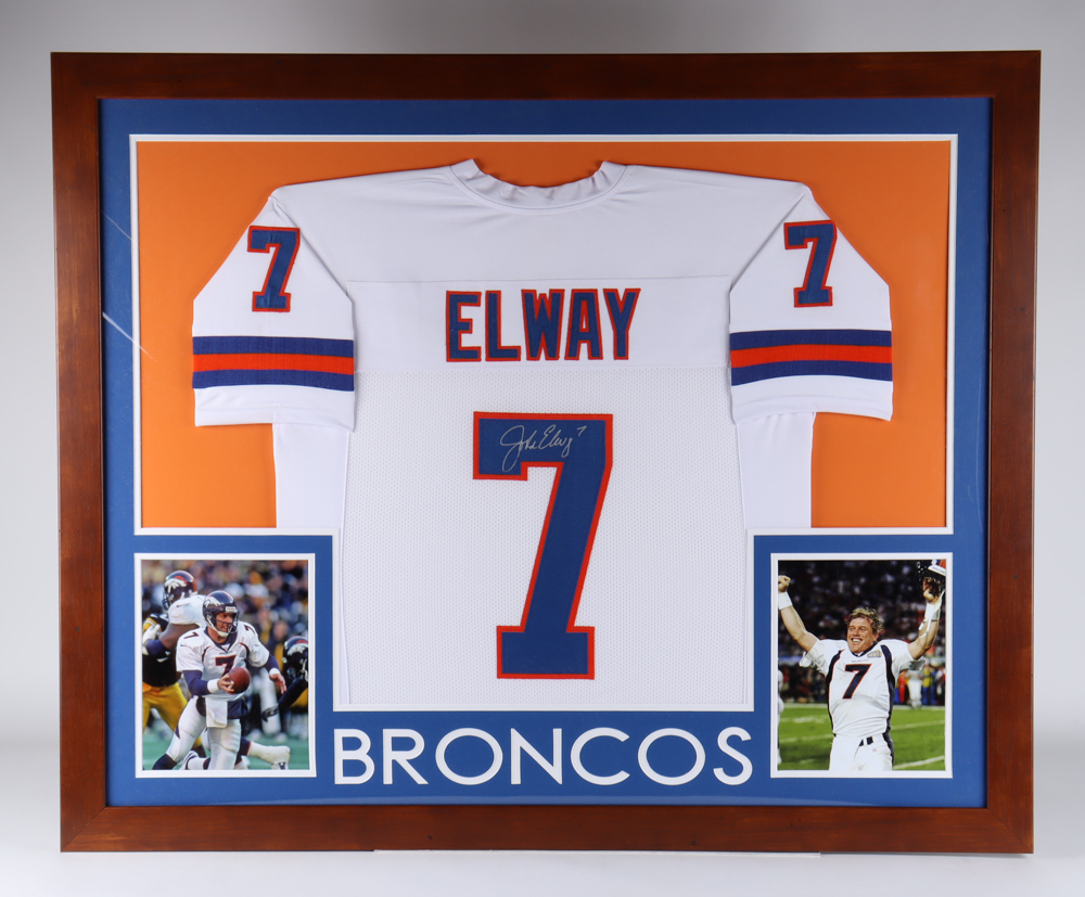 John Elway Signed Broncos 36x44 Custom Framed Jersey Display (JSA
