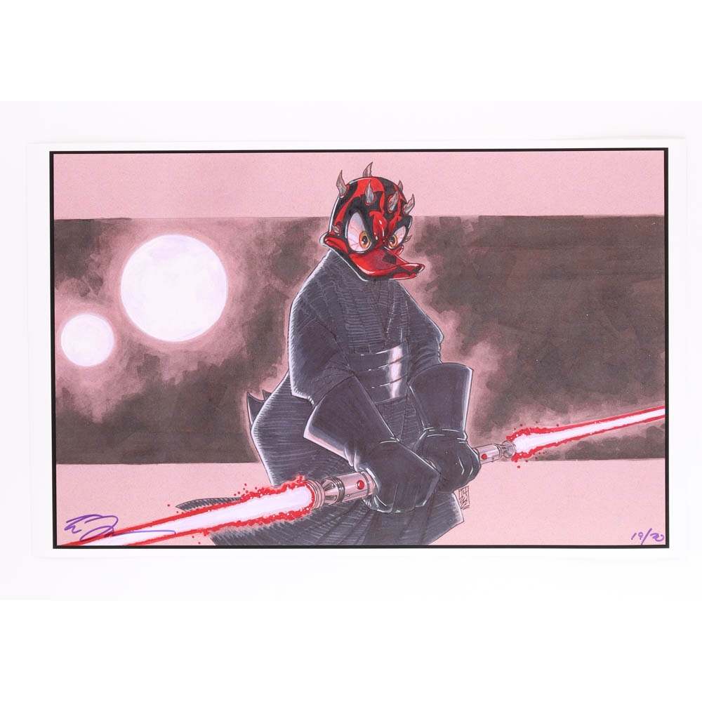 tom-hodges-donald-duck-darth-maul-signed-11-x-17-print-le-20