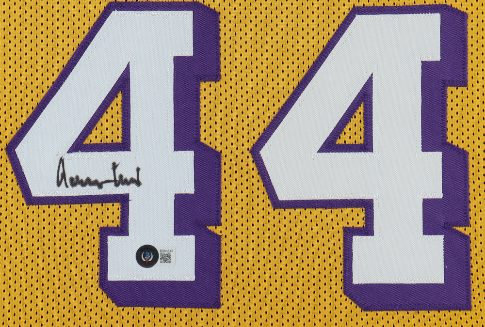 Jerry West Signed 35x43 Custom Framed Jersey Display (Beckett) at PristineAuction.com Jerry West Signed 35x43 Custom Framed Jersey Display (Beckett) at PristineAuction.com