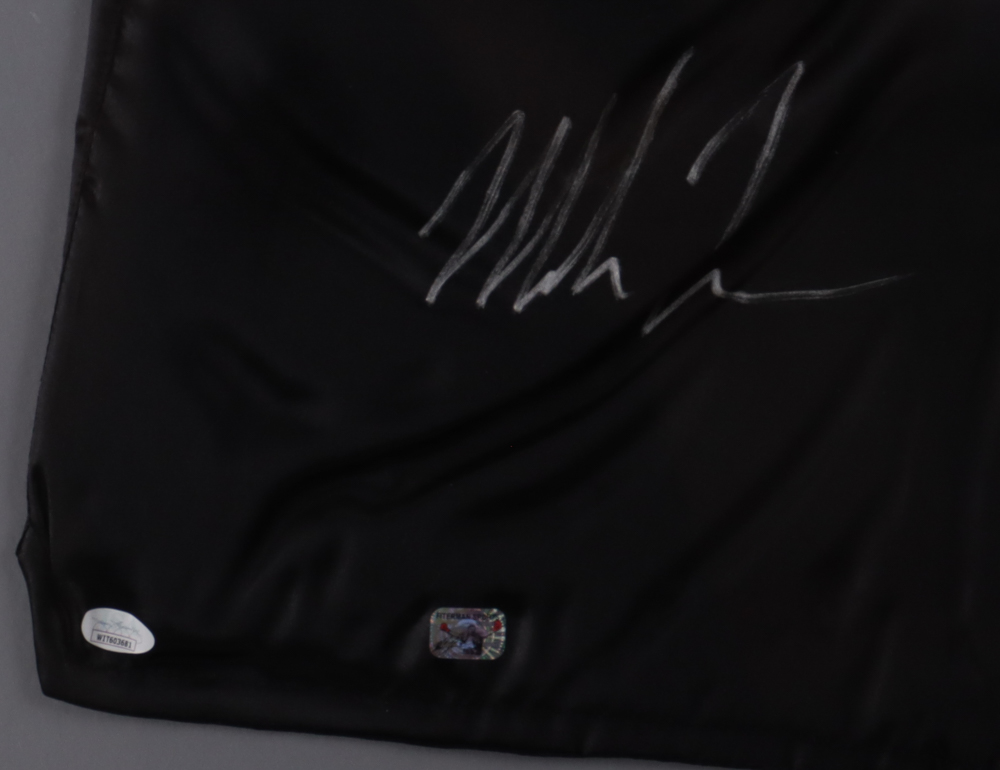 Mike Tyson Signed "Iron Mike" 35x43 Custom Framed Boxing Shorts Display (JSA & Tyson) at PristineAuction.com Mike Tyson Signed "Iron Mike" 35x43 Custom Framed Boxing Shorts Display (JSA & Tyson) at PristineAuction.com