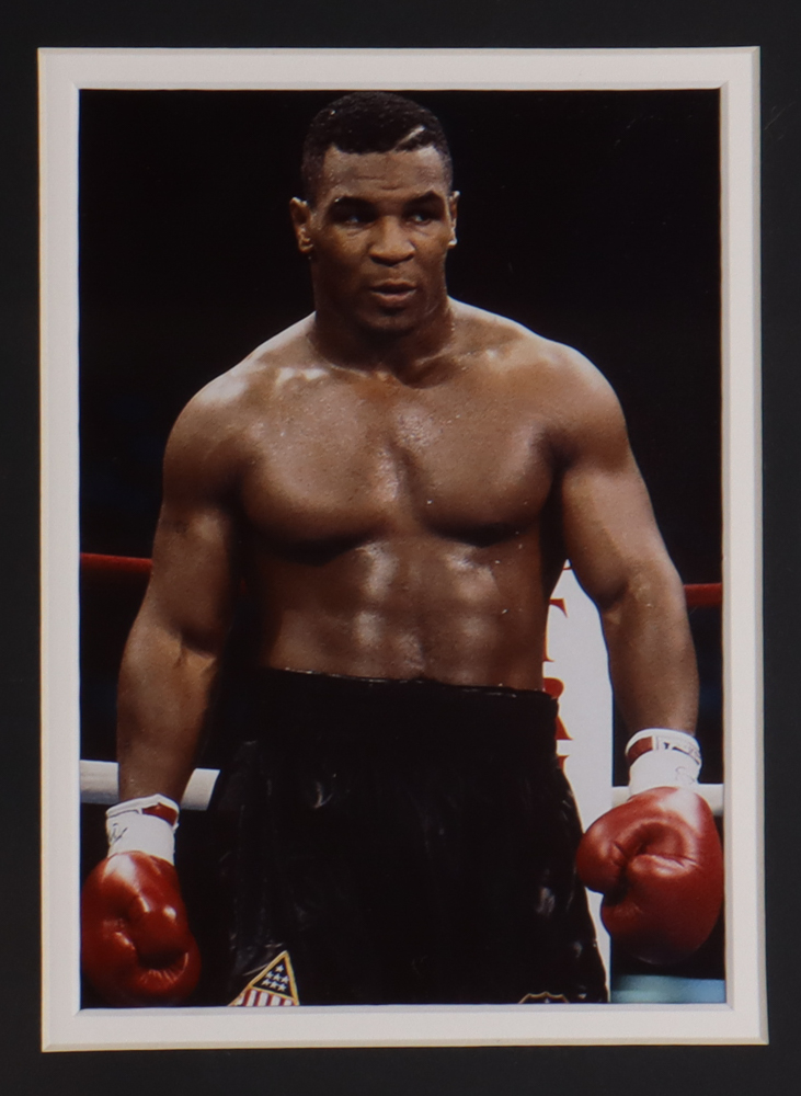 Mike Tyson Signed "Iron Mike" 35x43 Custom Framed Boxing Shorts Display (JSA & Tyson) at PristineAuction.com Mike Tyson Signed "Iron Mike" 35x43 Custom Framed Boxing Shorts Display (JSA & Tyson) at PristineAuction.com