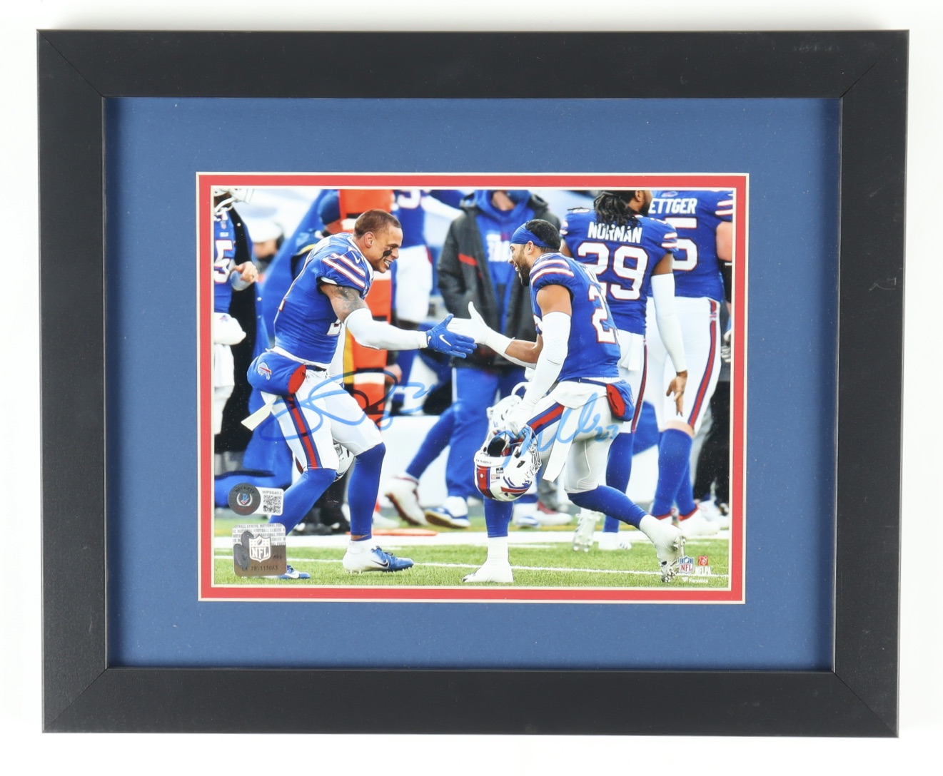 Micah Hyde & Jordan Poyer Signed Bills 13x16 Custom Framed Photo (Beckett) at PristineAuction.com Micah Hyde & Jordan Poyer Signed Bills 13x16 Custom Framed Photo (Beckett) at PristineAuction.com