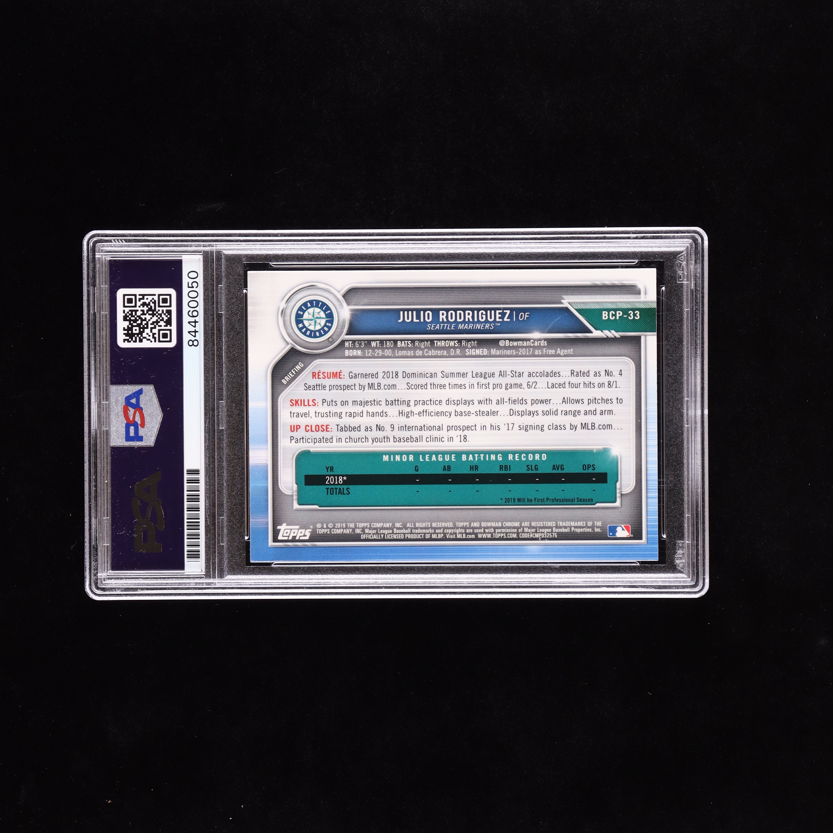 Julio Rodriguez Signed 2019 Bowman Chrome Prospects #BCP33 (PSA) at PristineAuction.com Julio Rodriguez Signed 2019 Bowman Chrome Prospects #BCP33 (PSA) at PristineAuction.com