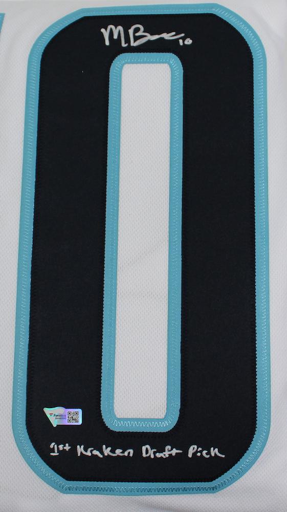 Matty Beniers Signed Kraken Fanatics Jersey Inscribed "1st Kraken Draft Pick" (Fanatics) at PristineAuction.com Matty Beniers Signed Kraken Fanatics Jersey Inscribed "1st Kraken Draft Pick" (Fanatics) at PristineAuction.com