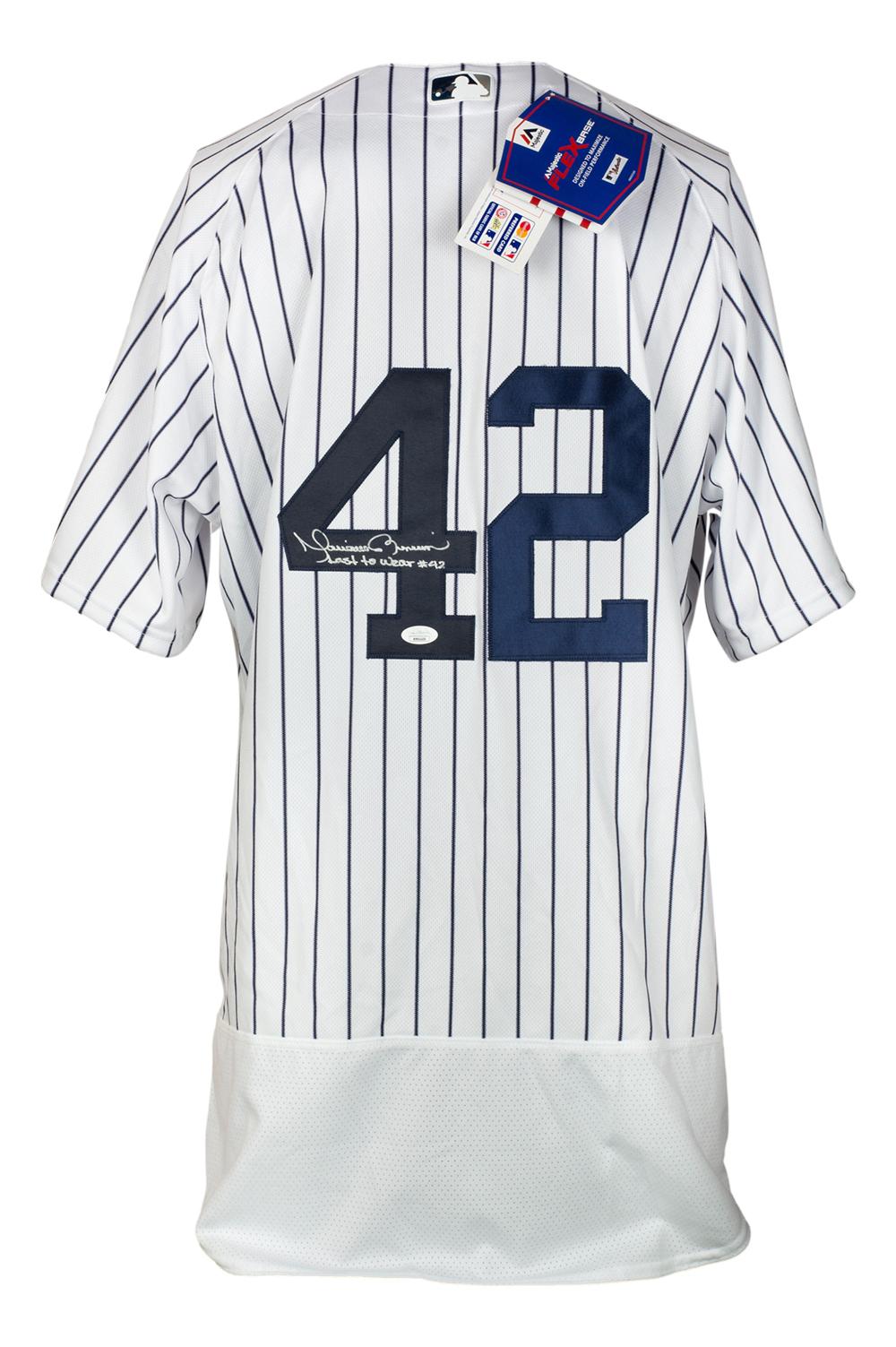 Mariano Rivera Signed Yankees Jersey Inscribed "Last To Wear 42" (JSA) at PristineAuction.com Mariano Rivera Signed Yankees Jersey Inscribed "Last To Wear 42" (JSA) at PristineAuction.com