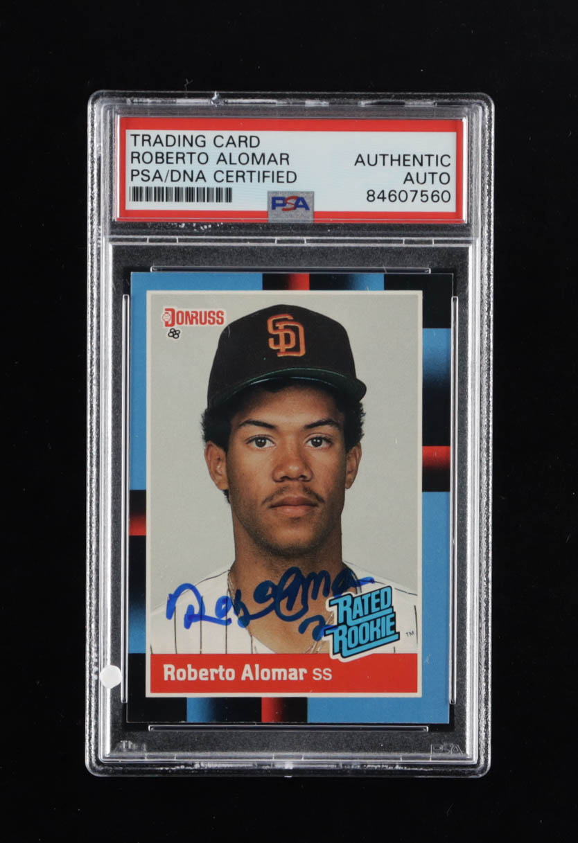 Roberto Alomar Signed 1988 Donruss #34 RC (PSA) at PristineAuction.com Roberto Alomar Signed 1988 Donruss #34 RC (PSA) at PristineAuction.com