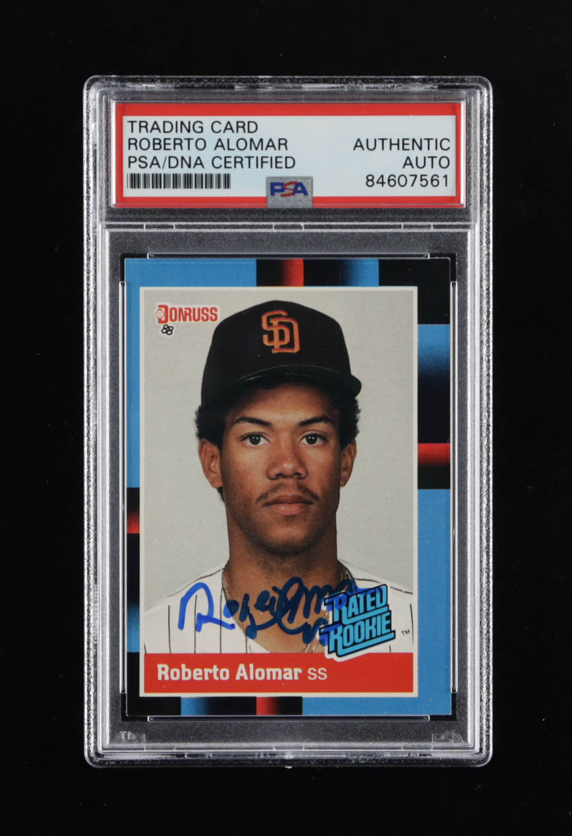 Roberto Alomar Signed 1988 Donruss #34 RC (PSA) at PristineAuction.com Roberto Alomar Signed 1988 Donruss #34 RC (PSA) at PristineAuction.com