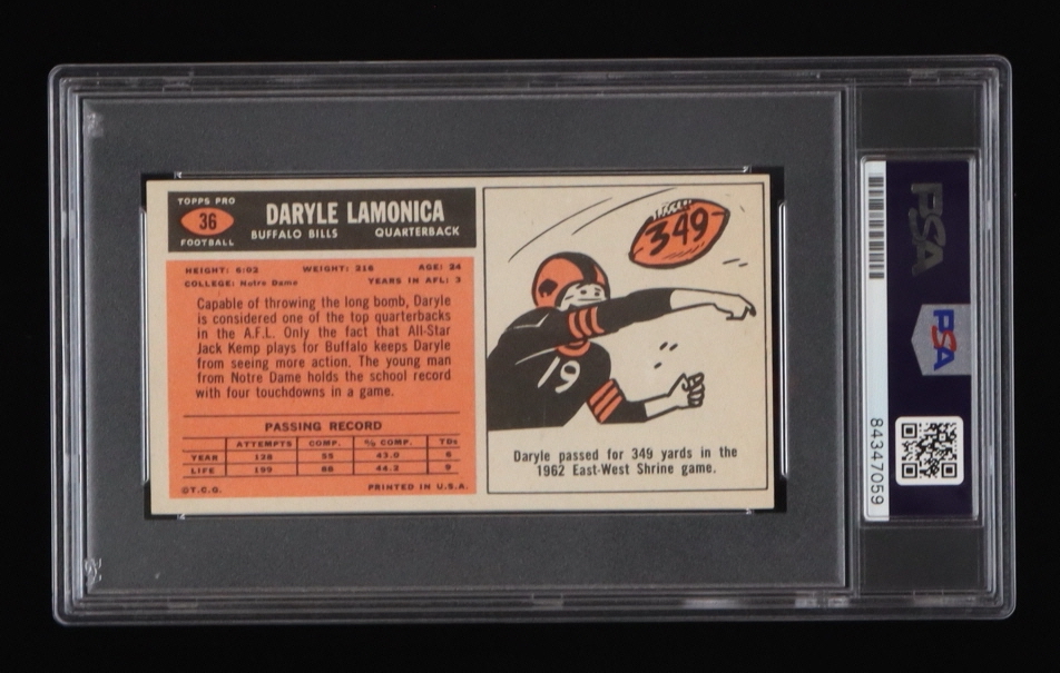 Daryle Lamonica Signed 1965 Topps #36 SP (PSA) at PristineAuction.com Daryle Lamonica Signed 1965 Topps #36 SP (PSA) at PristineAuction.com