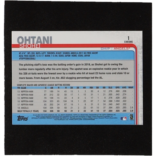 Shohei Ohtani 2019 Topps Chrome #1 at PristineAuction.com Shohei Ohtani 2019 Topps Chrome #1 at PristineAuction.com