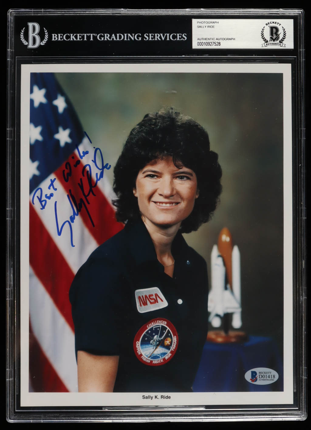 Sally Ride Signing Signature Sally Ride Signed NASA 8x10 Photo Inscribed