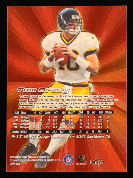 Tom Brady 2000 Fleer Ultra Gold Refractor Trading Card RC at PristineAuction.com Tom Brady 2000 Fleer Ultra Gold Refractor Trading Card RC at PristineAuction.com