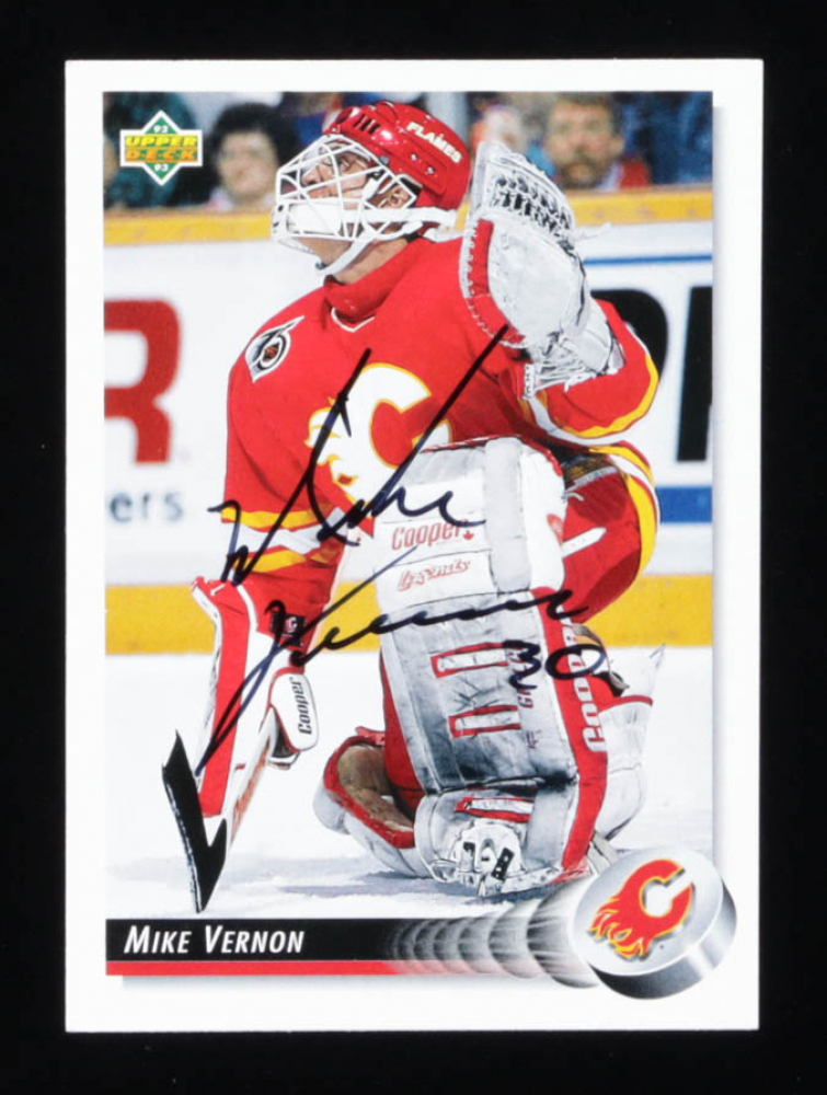 Mike Vernon Signed 1992-93 Upper Deck #112 (JSA)
