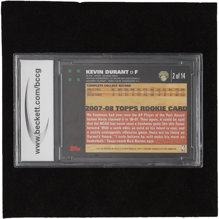 Kevin Durant 2007-08 Topps Rookie Set Orange #2 RC (BCCG 10) at PristineAuction.com Kevin Durant 2007-08 Topps Rookie Set Orange #2 RC (BCCG 10) at PristineAuction.com