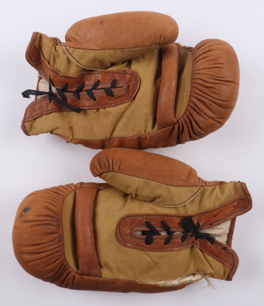 Mike Tyson Signed Vintage Pair of Goldsmith Boxing Gloves with Display