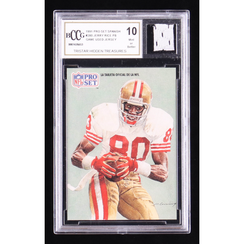 Jerry Rice 1991 Pro Set Spanish #280 PB with Game-Used Jersey Piece ...