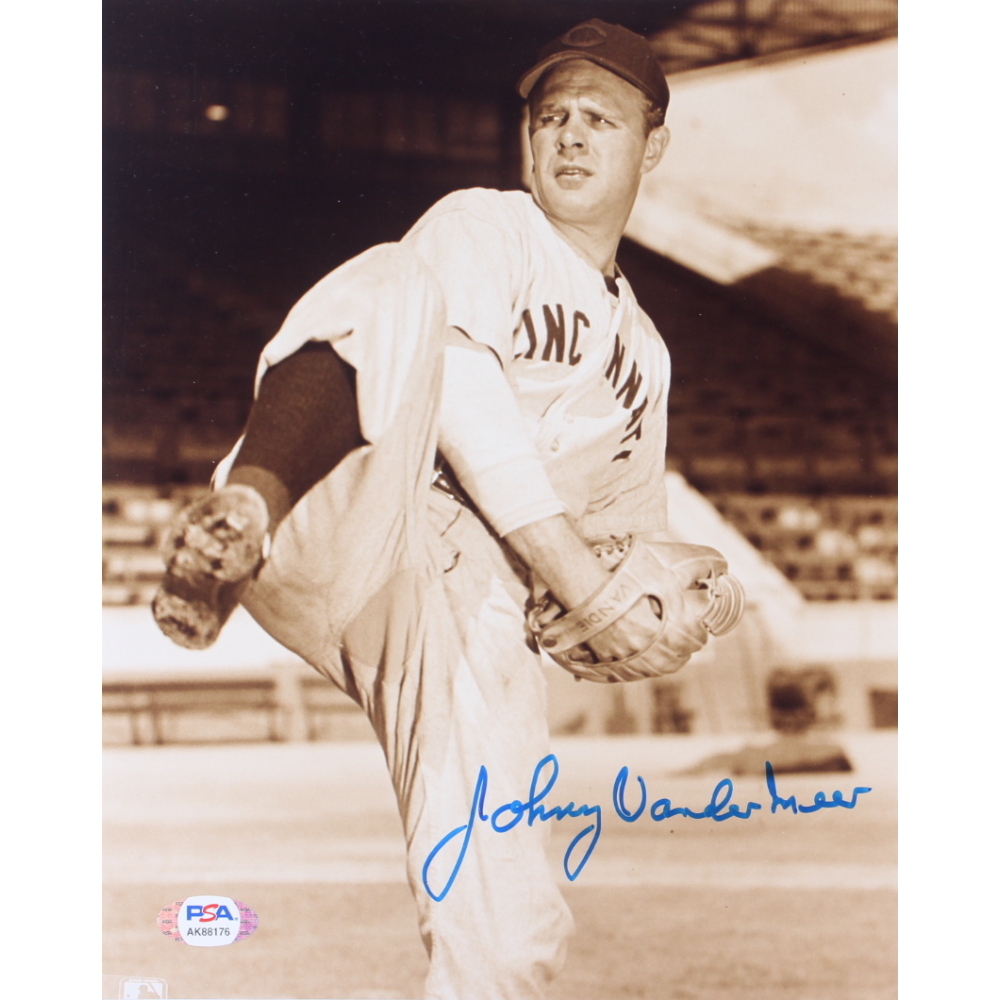Johnny Vander Meer Signed Reds 8x10 Photo (PSA) Pristine Auction