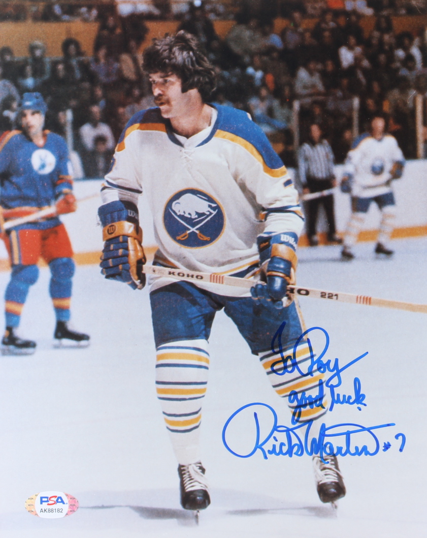 Rick Martin Signed Sabres 8x10 Photo Inscribed "Good Luck" (PSA) at PristineAuction.com Rick Martin Signed Sabres 8x10 Photo Inscribed "Good Luck" (PSA) at PristineAuction.com