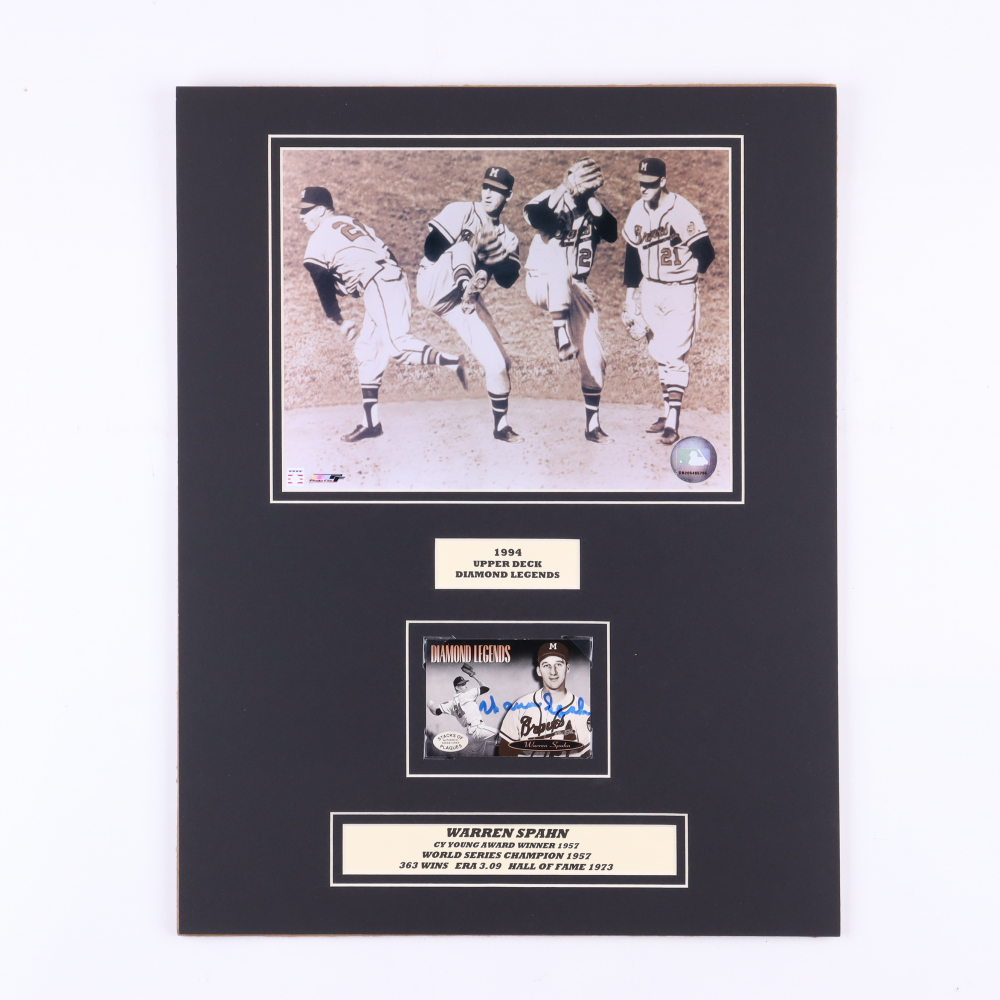 Warren Spahn Signed Braves Custom Matted 1994 Upper Deck AllTime