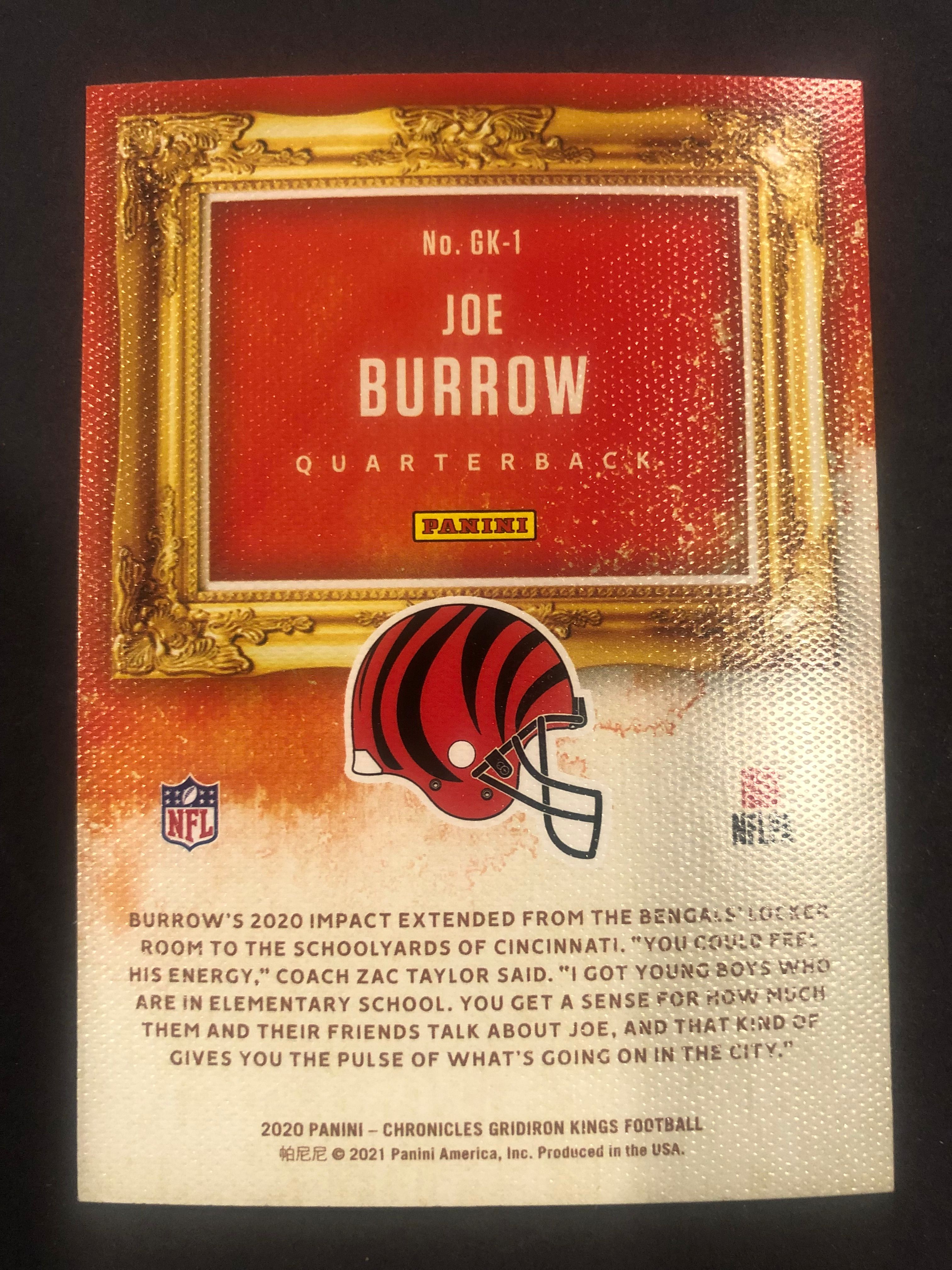 Joe Burrow 2020 Gridiron Kings Pink Rookie Insert #GK1 - Cincinnati Bengals - Mint